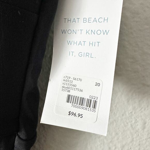 Cacique Lightly Lined No Wire Black One Piece Swimsuit women's plus size 20 NEW - Picture 4 of 11